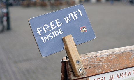 Free wifi sign, cafe, The Hague, Netherlands. Image shot 2009. Exact date unknown.